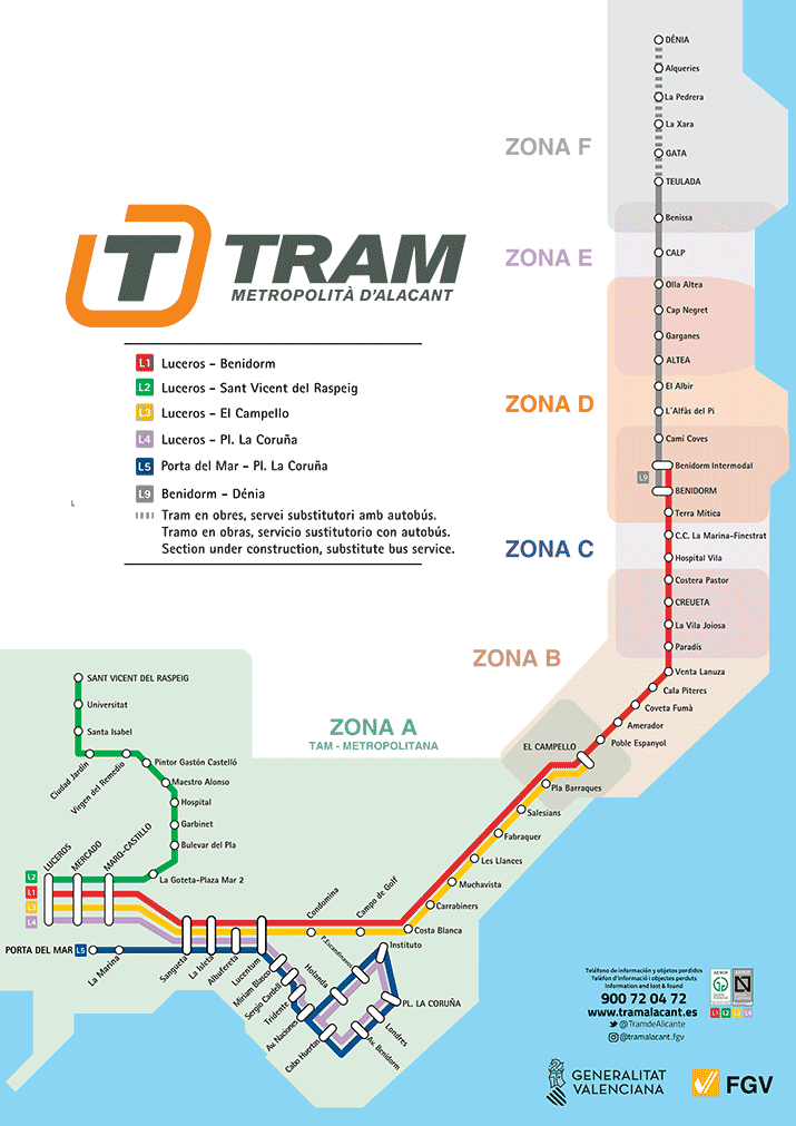 The Tram Map Costa Blanca
