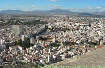 Bull Ring lower centre as seen from Santa Barbara Castle
