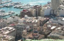 Town Hall, centre bottom, viewed from Santa Barbara Castle